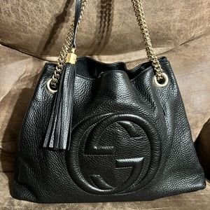 GUCCI SOHO BLACK CHAIN TOTE